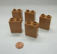 Lego Duplo 5 THIN 2x1x2 LIGHT BROWN TAN BRICKS BLOCKS Building House