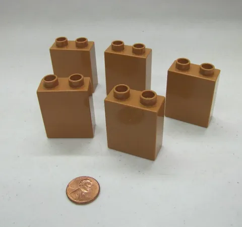 Lego Duplo 5 THIN 2x1x2 LIGHT BROWN TAN BRICKS BLOCKS Building House