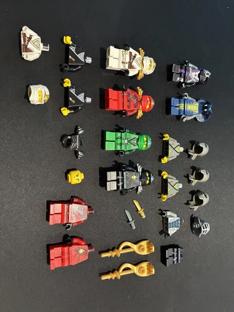 LEGO NINJAGO Minifigure Parts & Accessories Lot - Heads, Torsos, Weapons