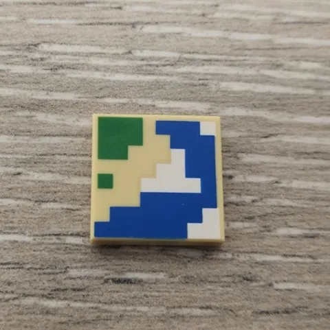 Lego 3068pb1892 Tan Tile 2x2 Pixelated Blue Green & White Pattern Minecraft Map