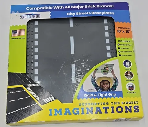NEW City Streets Baseplate 4 Pack Set by Slab Dream Lab LEGO Compatible