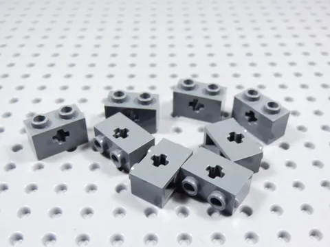 LEGO Lot of 8 Dark Bluish Gray 1x2 Technic Bricks w/ Axle Hole BE