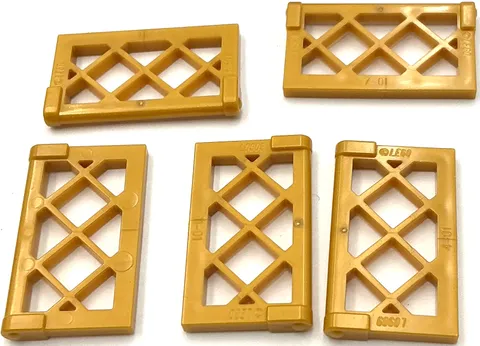Lego 5 New Pearl Gold Pane for Window 1 x 2 x 3 Lattice with Thick Corner Parts