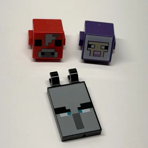 LEGO Minecraft Head Pig Sheep Face Pixelated Printed Cube Square Rock Head