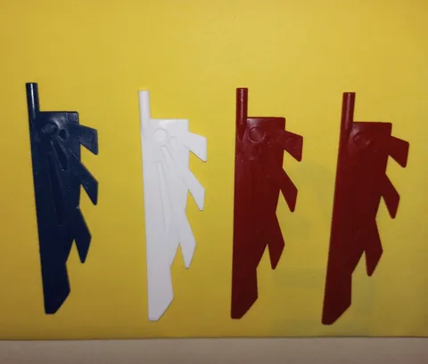 4 Lego pcs Stylized Feathers Pt 11091 Dark Red, White and Dark Blue WYSIWYG 4 pc