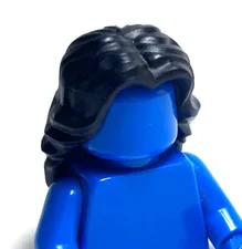 Lego - Minifigure Hair - Black, Long, Wavy, Middle Part