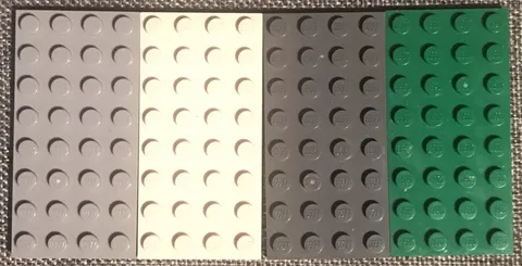 Lot of 4 Genuine LEGO 4x8  Flat Base Plates Building  Gray Green White