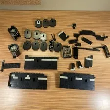 VTG Lego Black Castle Lot Walls Arches Windows Pieces 6086 6085 Dirty Scratched