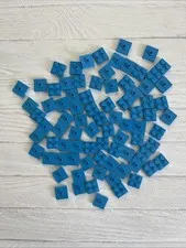 LEGO DARK AZURE BLUE LOT 83 PCS 2X2 PLATE CENTER STUD AZUR VARIETY