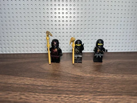 LEGO NINJAGO Minifigure Lot of 3 Cole Minifigures, NRG, DX, GW w/ Gold Weapons