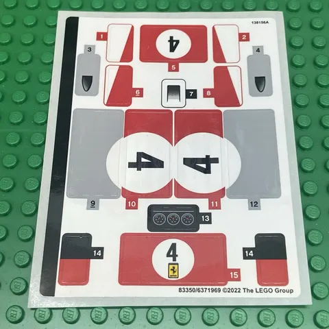 LEGO Sticker Sheet for Set 76906 1970 Ferrari 512 M New Authentic Decals