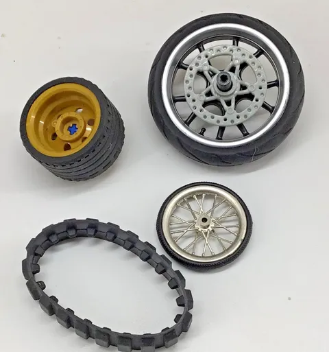 Lot of 4  LEGO Wheels Tires Rims Black Tires Replacements  Parts Pieces