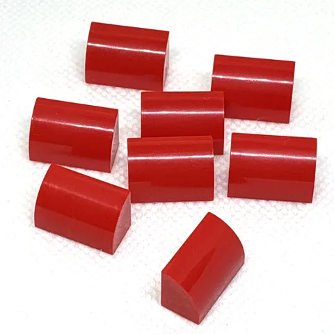 LEGO Parts - Red Slope, Curved 1 x 2 with Bottom Stud Holder - No 37352 - QTY 8