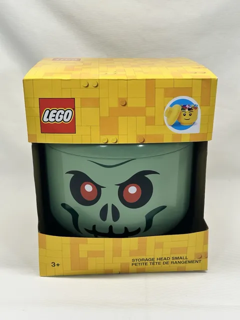 Lego Green Skeleton Zombie Storage Head Container NEW Halloween Decor Small