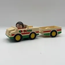 Vintage 90s Lego Duplo Octan Race Car & Trailer Wagon Bundle Loose Toy