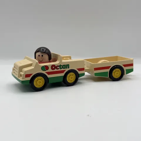 Vintage 90s Lego Duplo Octan Race Car & Trailer Wagon Bundle Loose Toy