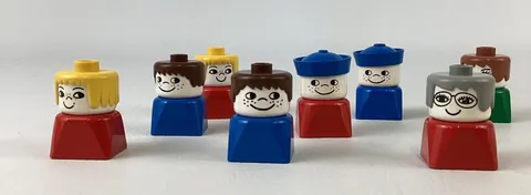 LEGO Duplo People Figures Girl Boy Lot of 8 Vintage 1970s Building Blocks Toys