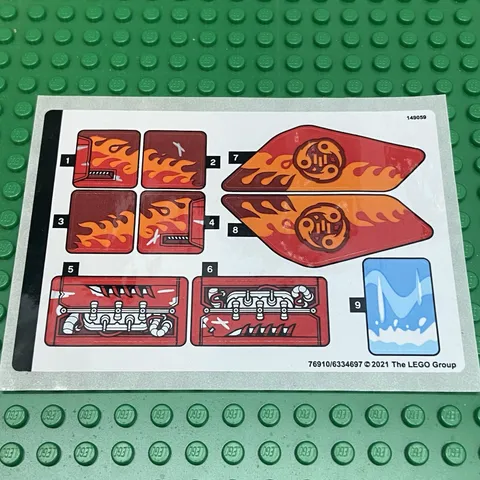 LEGO Sticker Sheet for Set 80019 Red Son’s Inferno Jet New Authentic Decals