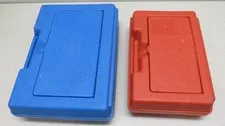 Lot 2 vintage LEGO carrying case red 11.25 x 7.5 x 3.5 - blue 13.25 x 9.5 x 3.5"