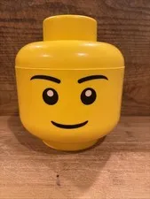 2012 LEGO Minifigure Head Storage Case - Yellow Container W/ Smiley Face
