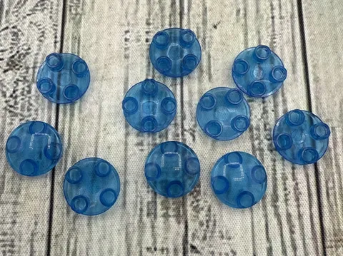 LEGO Parts: 2x2 Rounded Bottom (Boat Stud), #2654, Translucent Dark Blue, 10 Pcs