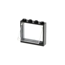 1X Lego Window Frame 1X4X3 Black Pane White Folding Window 60603 60594