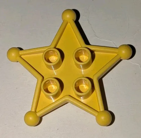 Lego Duplo Yellow Sheriff Star Badge W/ Clip Clip-On For Humans Pc Part # 31167