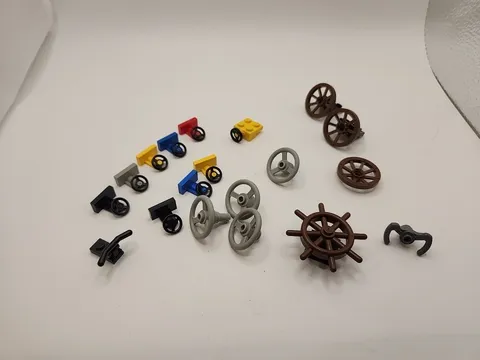 Lot Of 19 Lego Steering Wheels & Handle Bars Mixed Colors