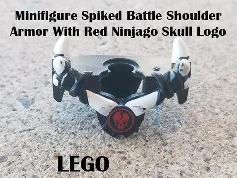 LEGO Minifigure Spiked Battle Shoulder Armor With Red Ninjago Skull Logo