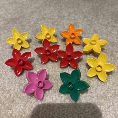 LEGO Duplo Mixed Lot of 10 Flowers Garden Yellow Red Orange Green Pink 6510