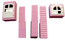 LEGO DUPLO Pink Castle Brick Lot Profile Face Door Window Wood Plank Log
