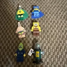 Lot Of 6 LEGO SpongeBob Themed Minifigures Patrick Plankton SpongeBob Superheros