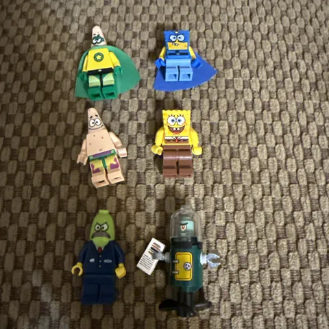 Lot Of 6 LEGO SpongeBob Themed Minifigures Patrick Plankton SpongeBob Superheros