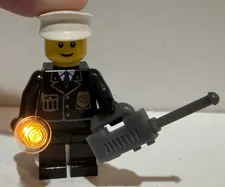 Vintage 2005  Lego Police cop045 with working flashlight -blue tie -RARE