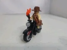 LEGO Indiana Jones Mini Figure Open Shirt Open & Motorcycle