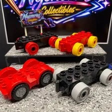 LEGO Duplo Vehicle Base Chassis Lot 4pc Red Black Rolling Car Train Parts 2011