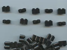 LEGO x 40 Black Brick, Modified 1 x 2 with Log Profile 30136