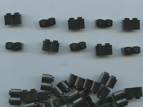 LEGO x 40 Black Brick, Modified 1 x 2 with Log Profile 30136