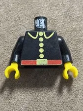 Lego Minifigure Black Torso Fire Uniform w/ Red Belt and Yellow Lapels Part