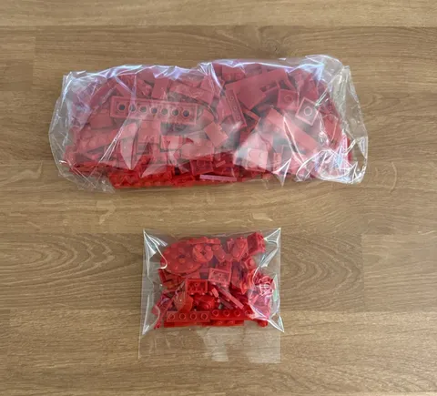 LEGO Red Brick Lot 220+ Pieces Plates, Slopes, Brackets & More Mixed Bulk