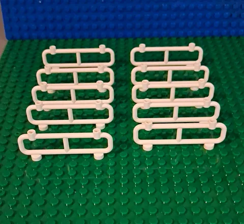 LEGO White Bar Fence. 1x8x2. Lot Of 10 Excellent Condition