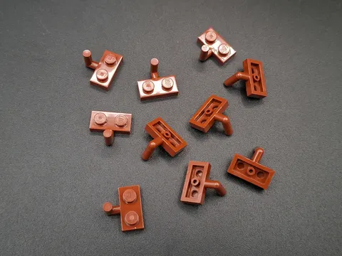 LEGO - 10x - Modified Plate - Modified Plate - 1x2 Arm - Brown - 4623a