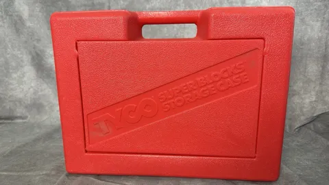 Vintage Large 16x12x5 TYCO Super Blocks Storage Case - Red