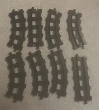 Lego Duplo - Lot Of (8) Vintage Black Train Track Curve Straight Pieces