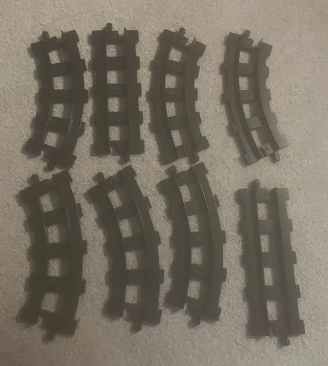 Lego Duplo - Lot Of (8) Vintage Black Train Track Curve Straight Pieces