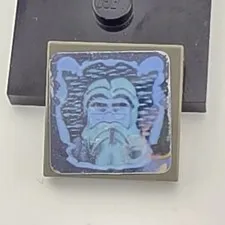 LEGO Harry Potter Tile Decorated Dark Gray 2x2 Hologram Albus Dumbledore 4708