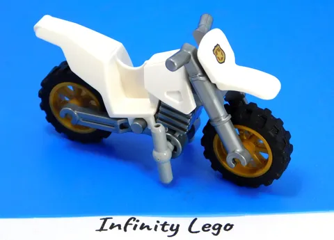 LEGO White Dirt Bike Motorcycle Fairing Silver Chassis Gold Wheels Police 60137