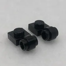 LEGO 4081b Black Plate, Modified 1 x 1 with Light Attachment - Thick Ring (x2)