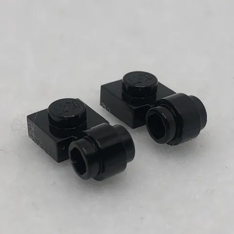 LEGO 4081b Black Plate, Modified 1 x 1 with Light Attachment - Thick Ring (x2)