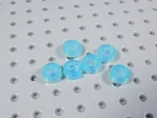 LEGO Lot of 6 Trans Light Blue Opal 1x1 Round Smooth Tiles Plates BA